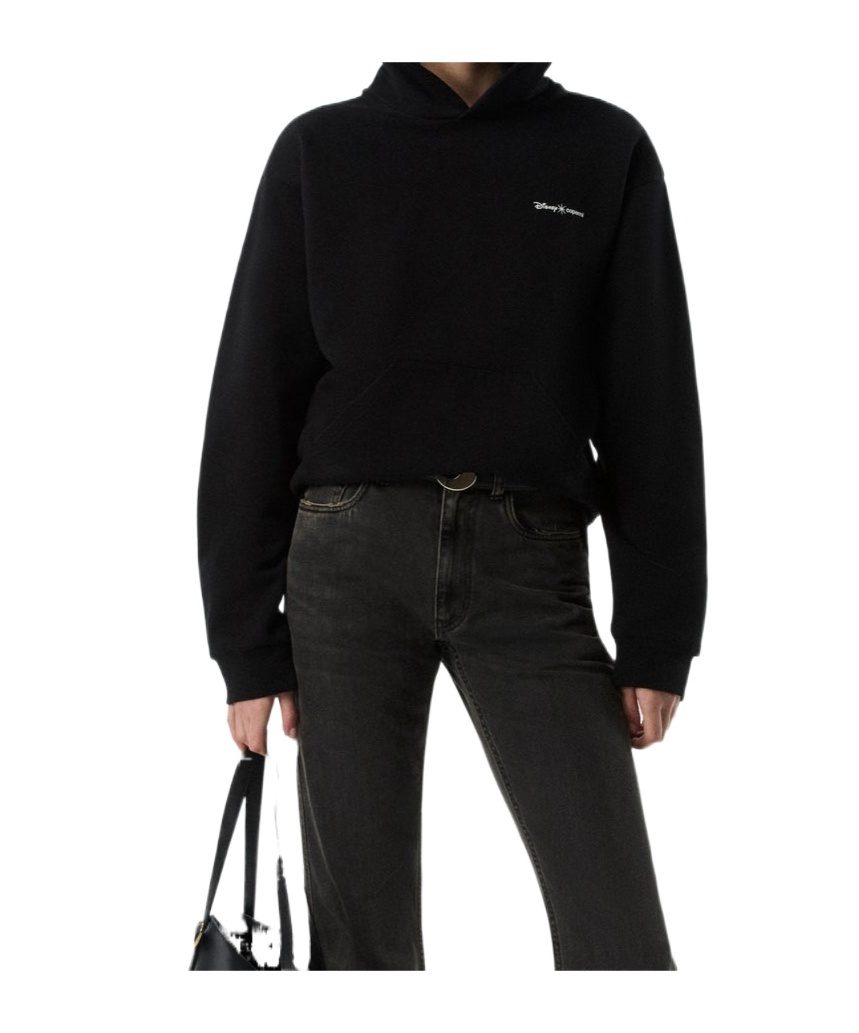 Coperni Maleficent Hooded Cotton Sweatshirt With Kangaroo Pocket In Black