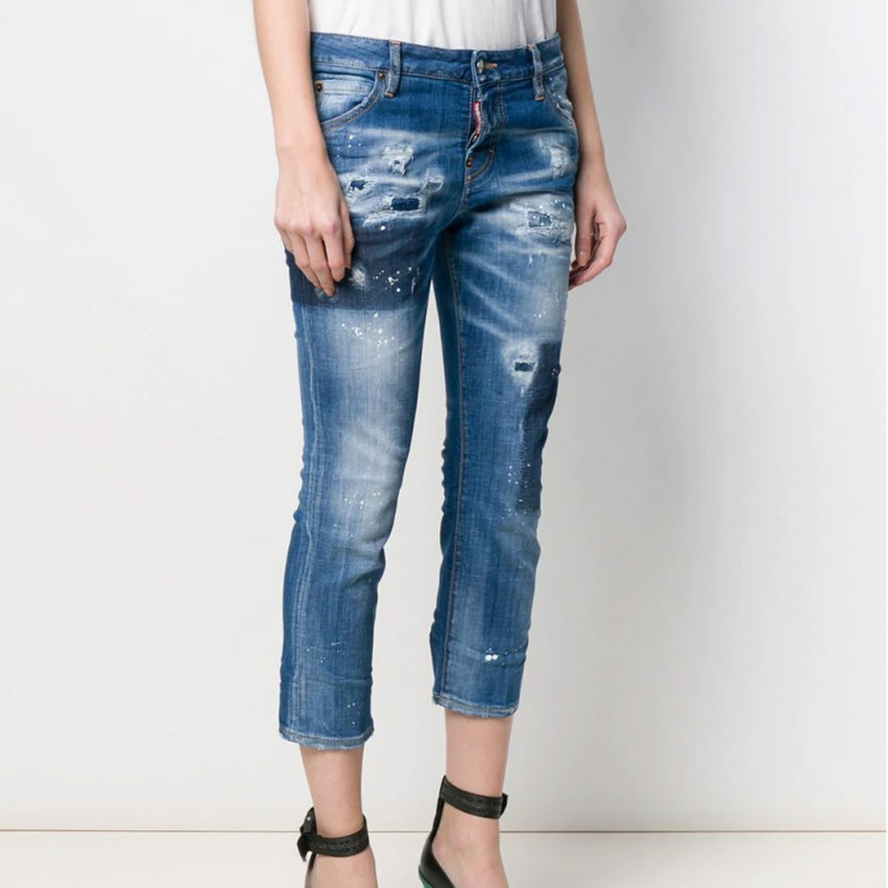 Shop Dsquared2 Ripped Jeans With Details In Blue