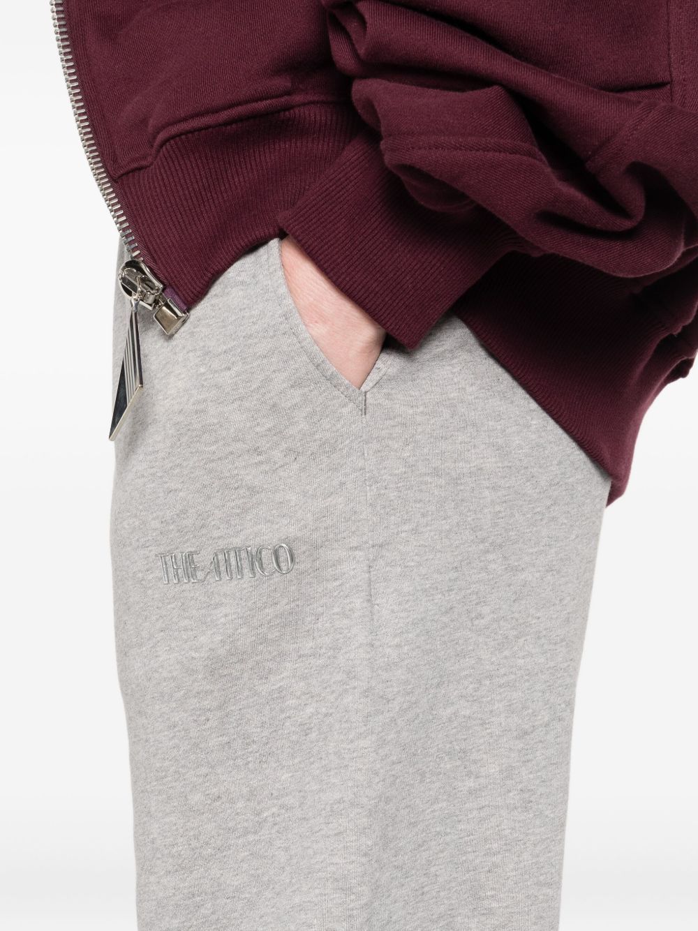 Attico Cotton Sweatpants With Elastic Waistband And Side Pockets In Gray