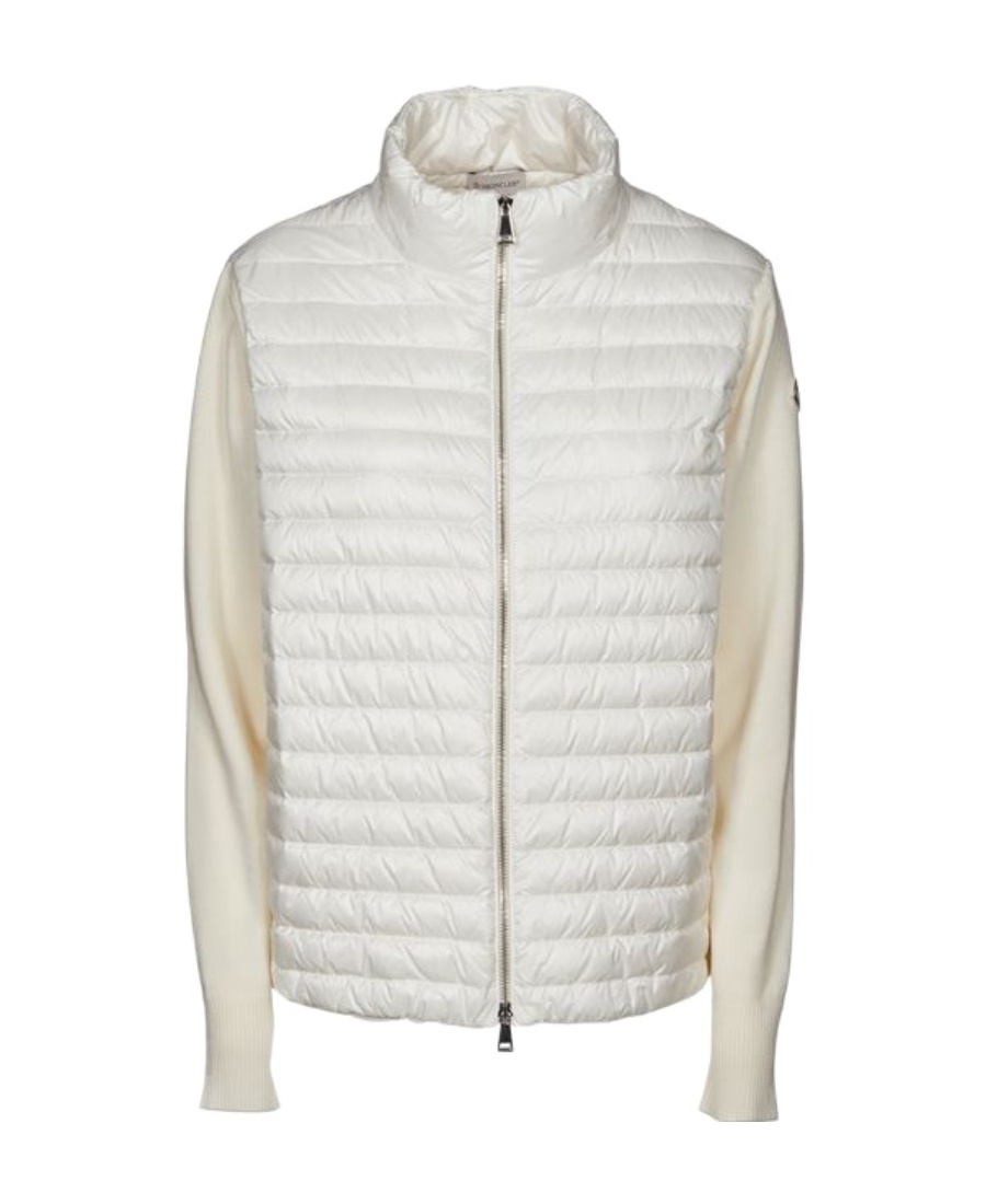 Moncler Knit Sleeve Puffer Jacket In White