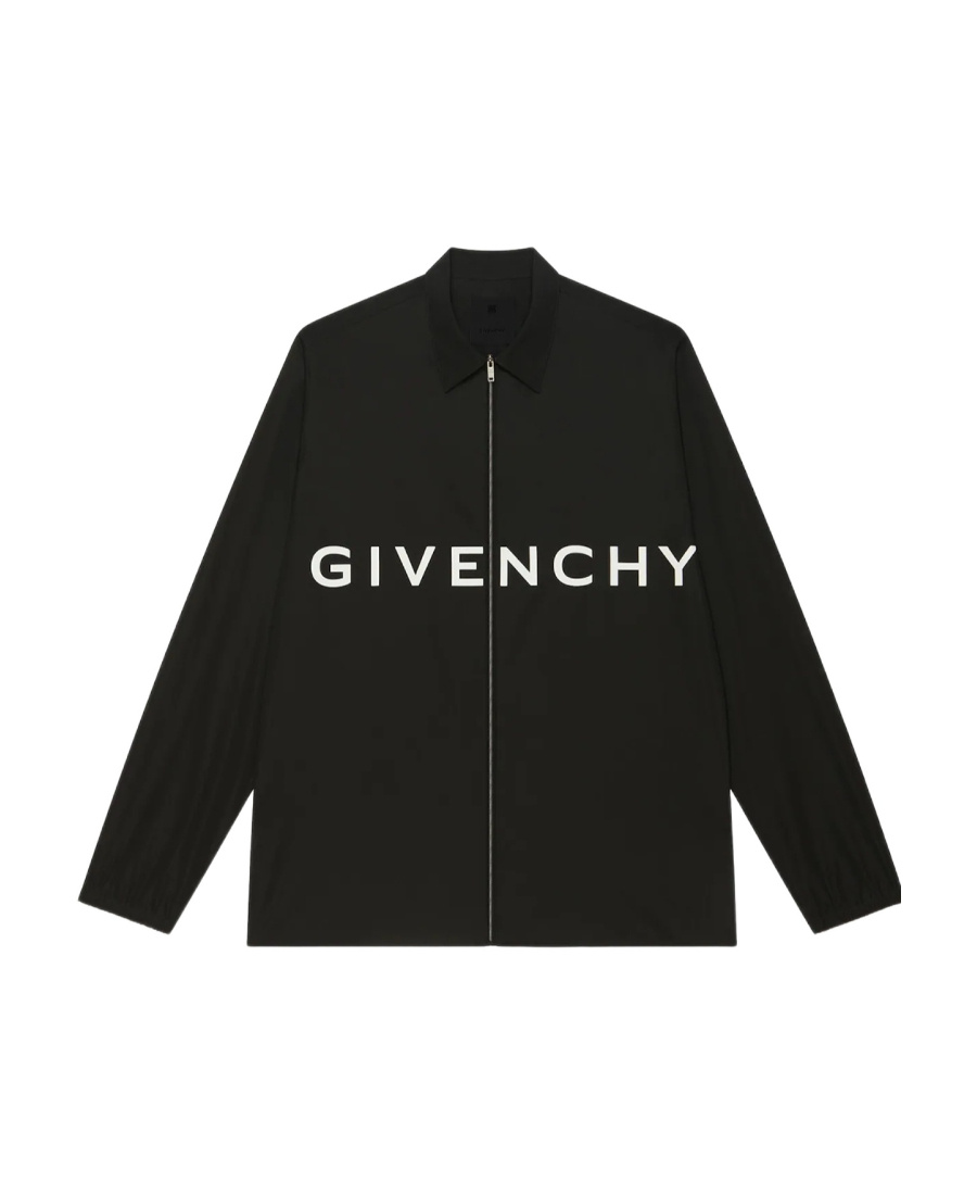 Givenchy Zip-up Logo-print Shirt In Black