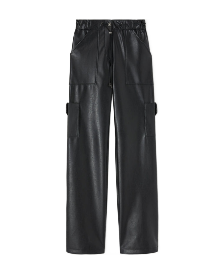 Ermanno Scervino Drawstring-waist Faux-leather Trousers In Black