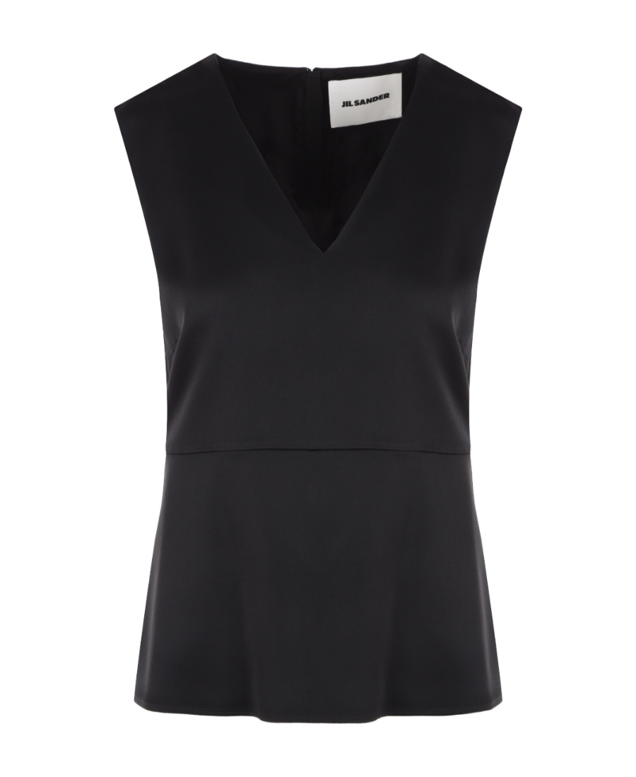 Jil Sander Sleeveless V-neckline Top For Women In Black
