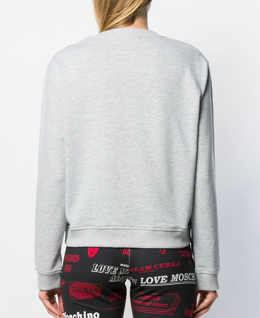 Shop Moschino Logo Sequined Sweater In Gray