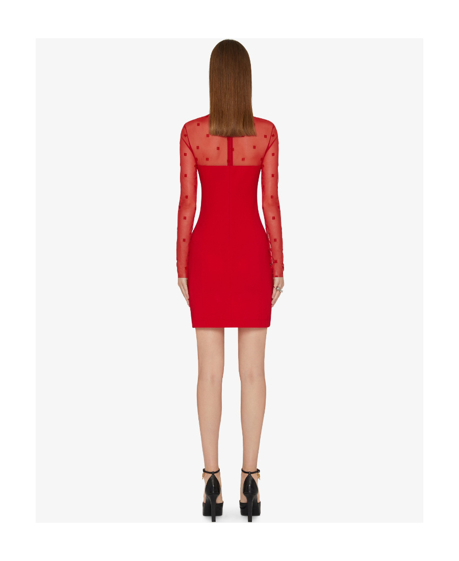 Givenchy 4g-print Tulle-panelled Minidress In Red
