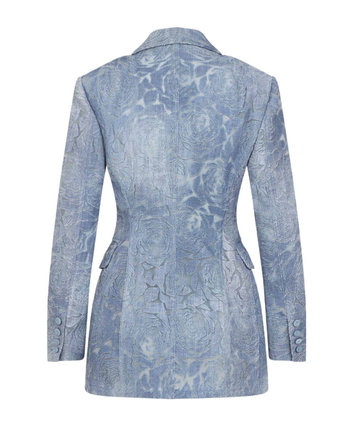 Ermanno Scervino Double Breasted Floral Pattern Denim Jacket In Blue