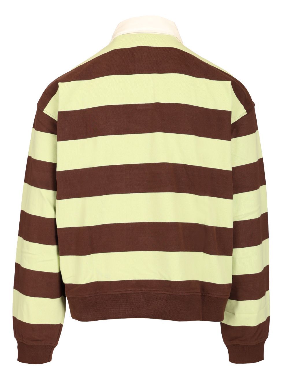 Agolde Rsvp Logo-embroidered Striped Cotton Rugby Shirt In Green