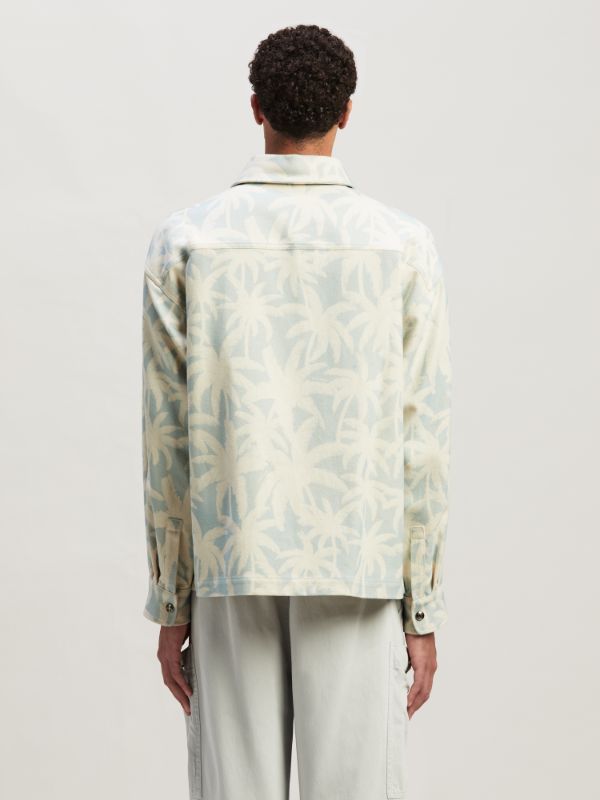 Palm Angels Palm Tree Printed Overshirt In White
