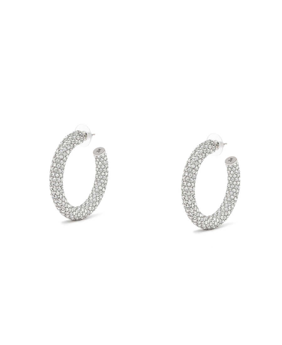 Amina Muaddi Medium Crystal-embellished Hoop Earrings In White