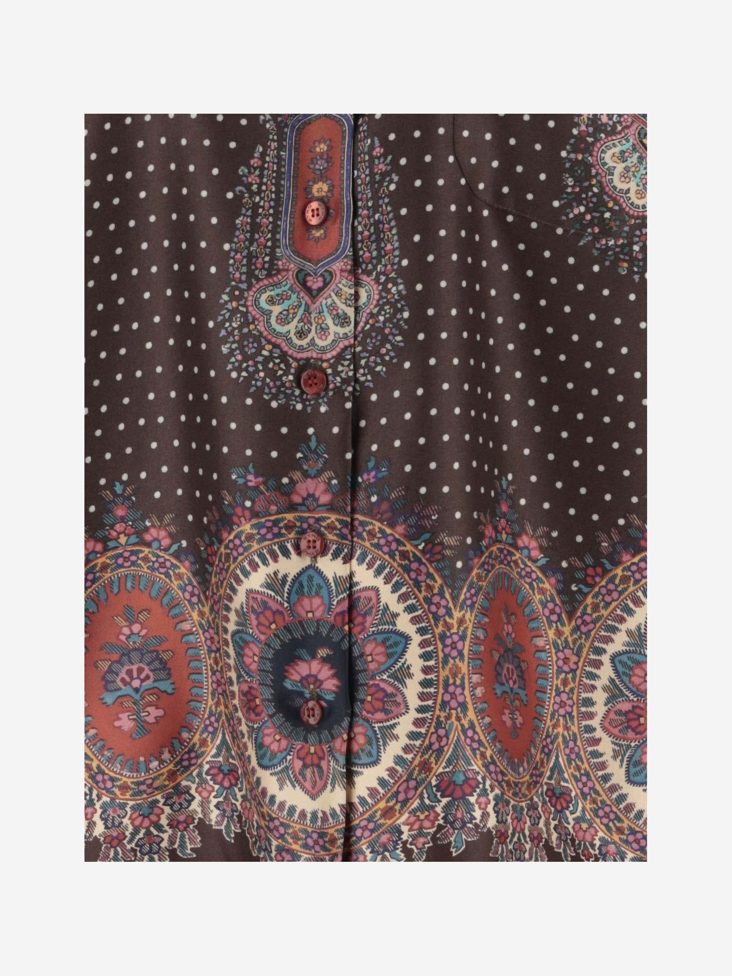 Etro Mix-print Pointed-collar Silk Shirt In Black