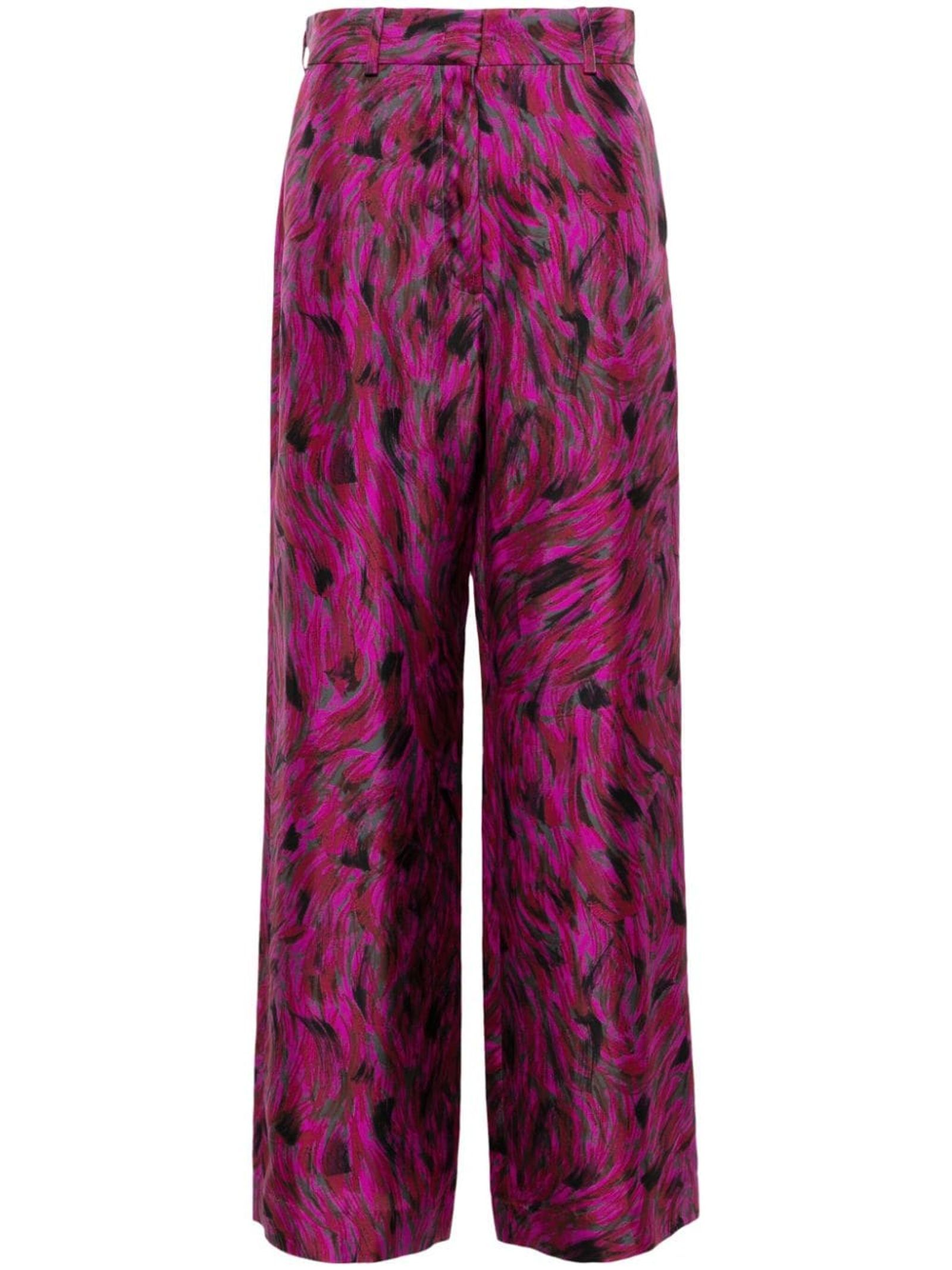Lanvin Brush Stroke-printed Trousers In Red