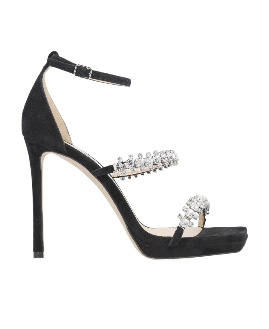 Jimmy Choo Black Bing Sandals With Crustal Embellishment In Leather Woman In Black