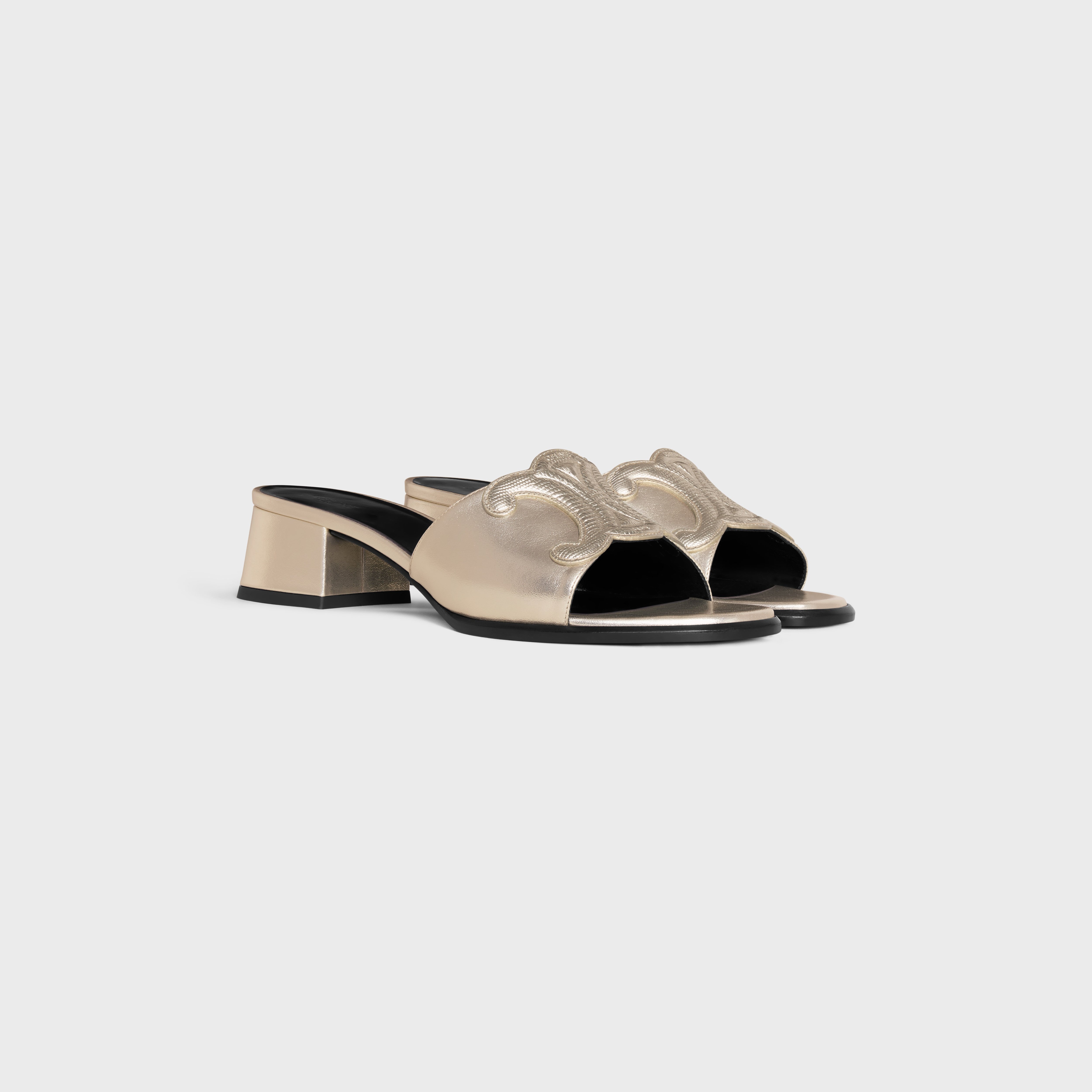 Celine Clemence Mule In Laminated Calfskin Tejus Stamped Calfskin In Brown