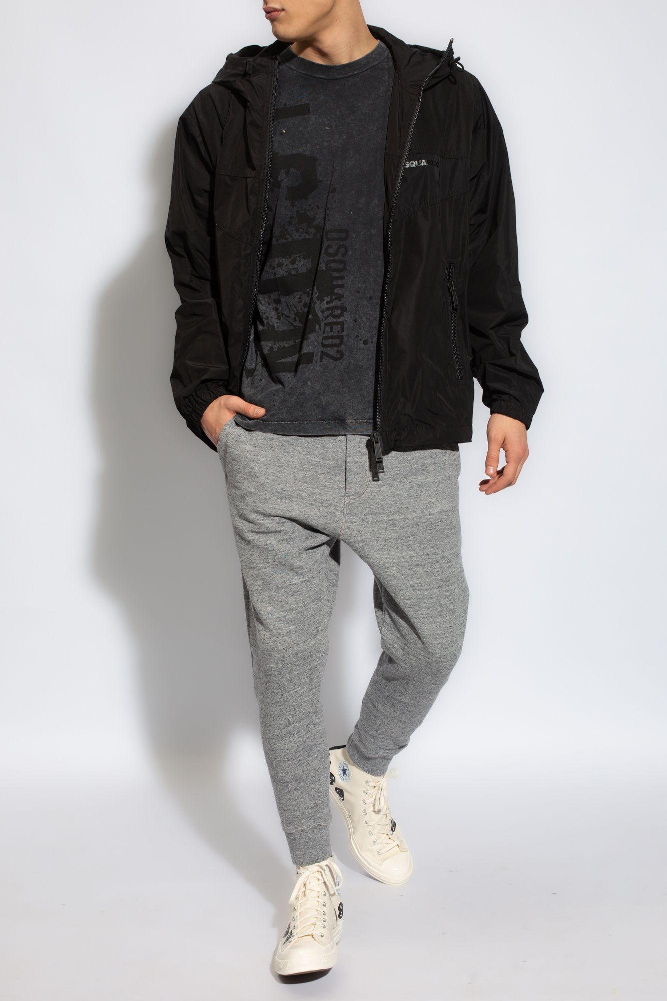 Dsquared2 Embroidered-logo Cotton Track Pants In Gray