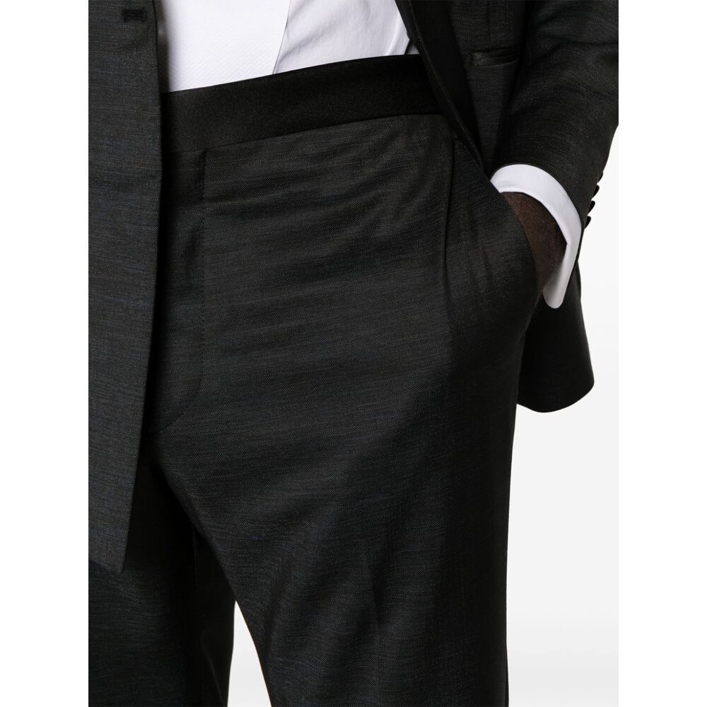 Shop Tagliatore Long Sleeve Jacket Belt Loop Pants Suit In Black