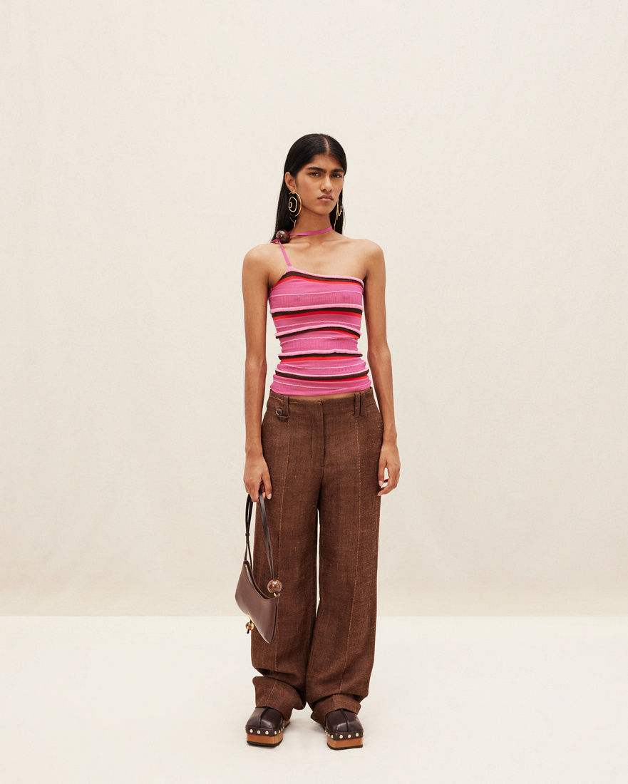 Jacquemus La Maille Concha Asymmetric Top In Pink