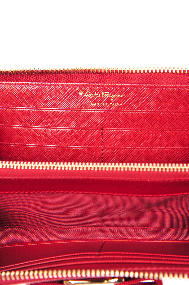 Ferragamo Logo Long Purse In Red