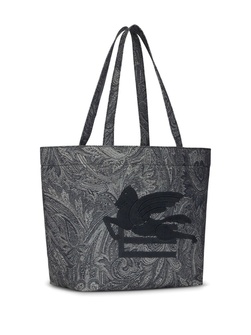 Etro Pegaso-motif Paisley Tote Bag In Black