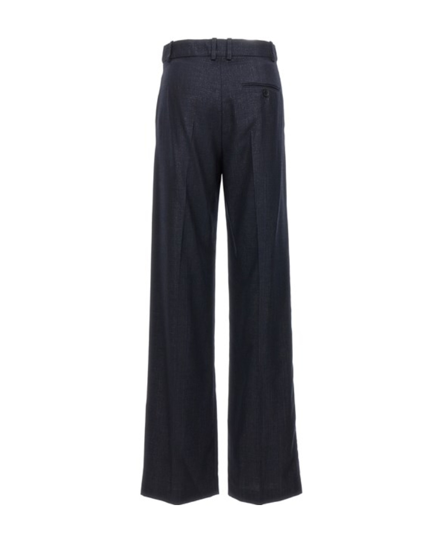 Stella Mccartney Shiny Wide Leg Trousers With Belt Loops In Black