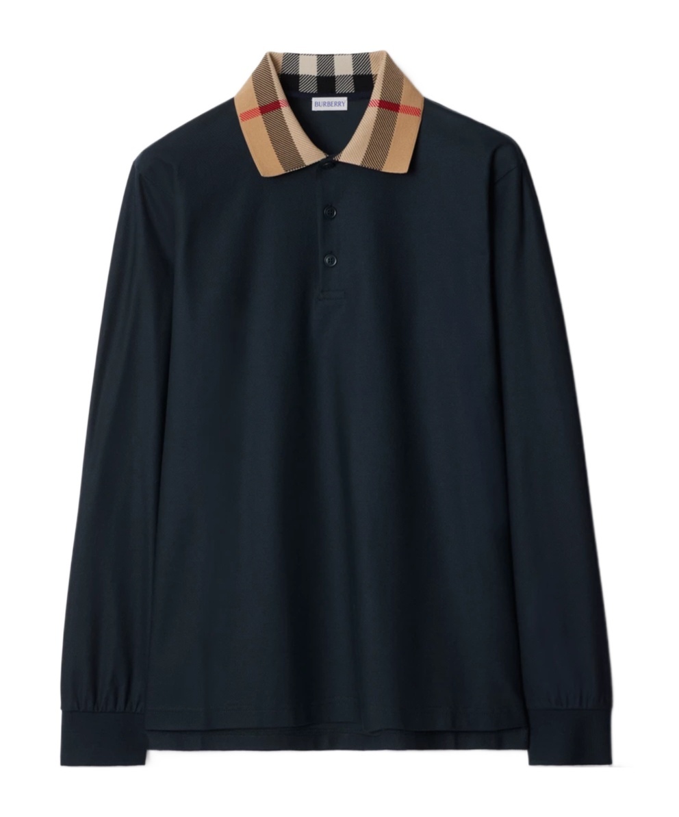 Burberry Cody Long Sleeve Polo Shirt In Black