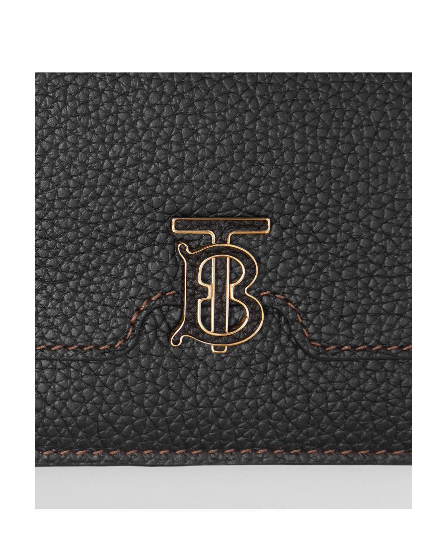 Burberry Grainy Leather Tb Bi-fold Wallet In Black