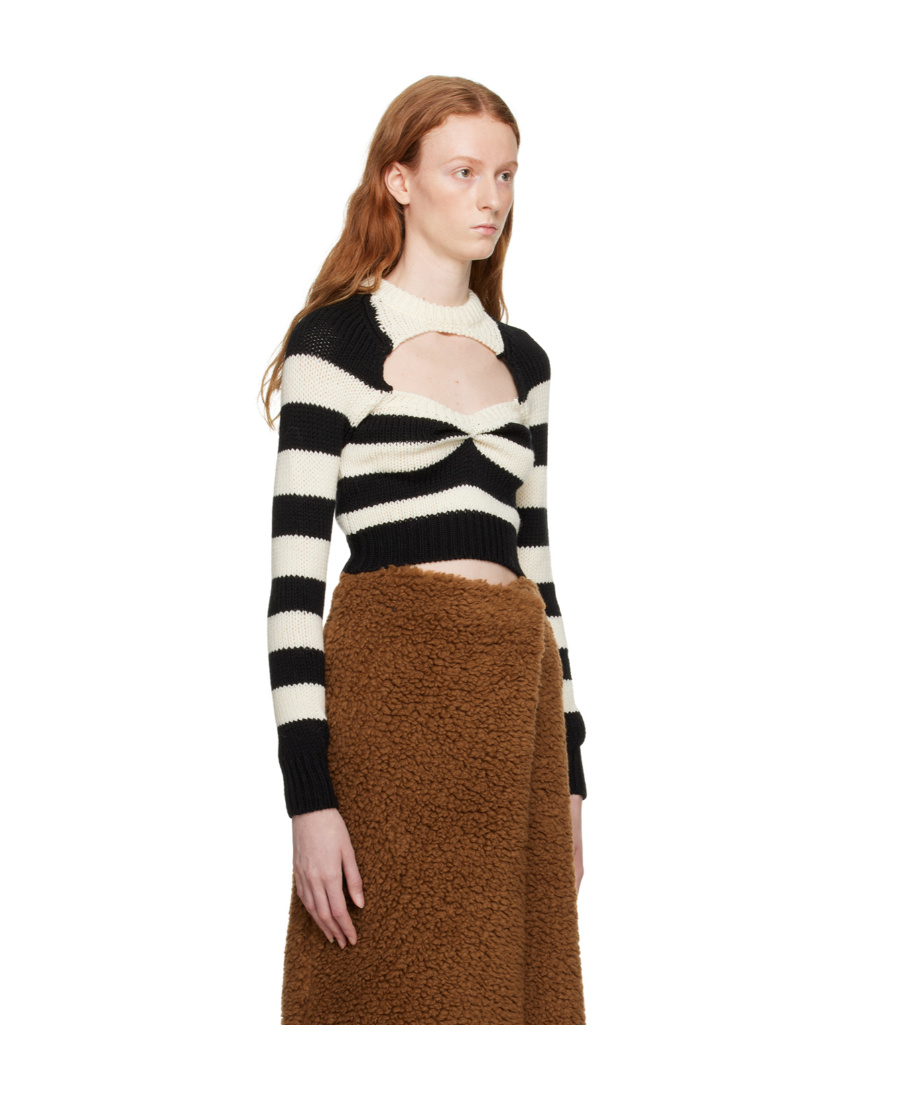 Marni Striped Virgin-wool Top In Brown