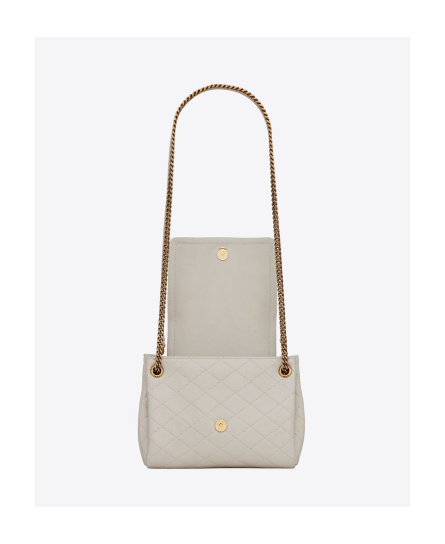 Saint Laurent Diamond-quilted Ysl Crossbody Bag In White