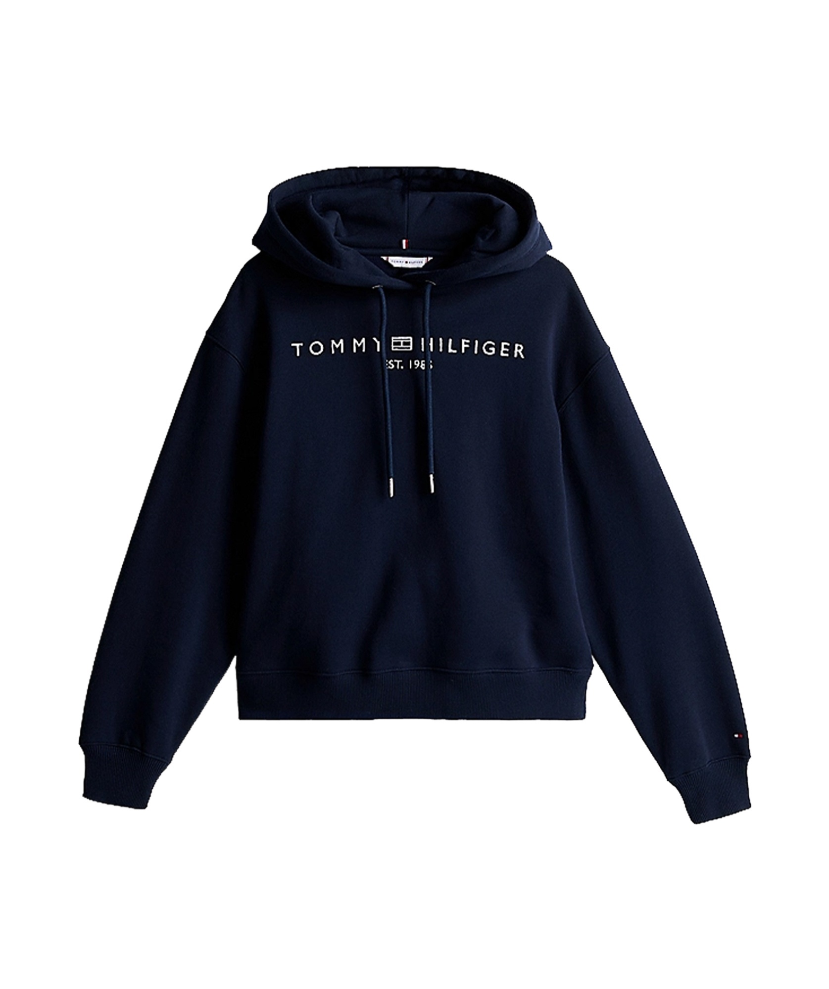 Tommy Hilfiger Modern Regular Corp Logo Womens Hoodie In Black