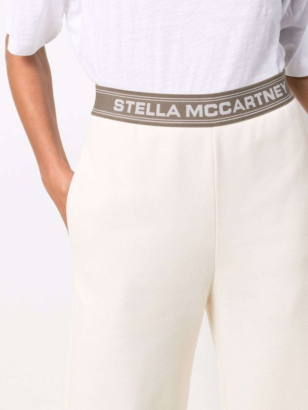 Stella Mccartney Logo-waistband Flared Trousers In White