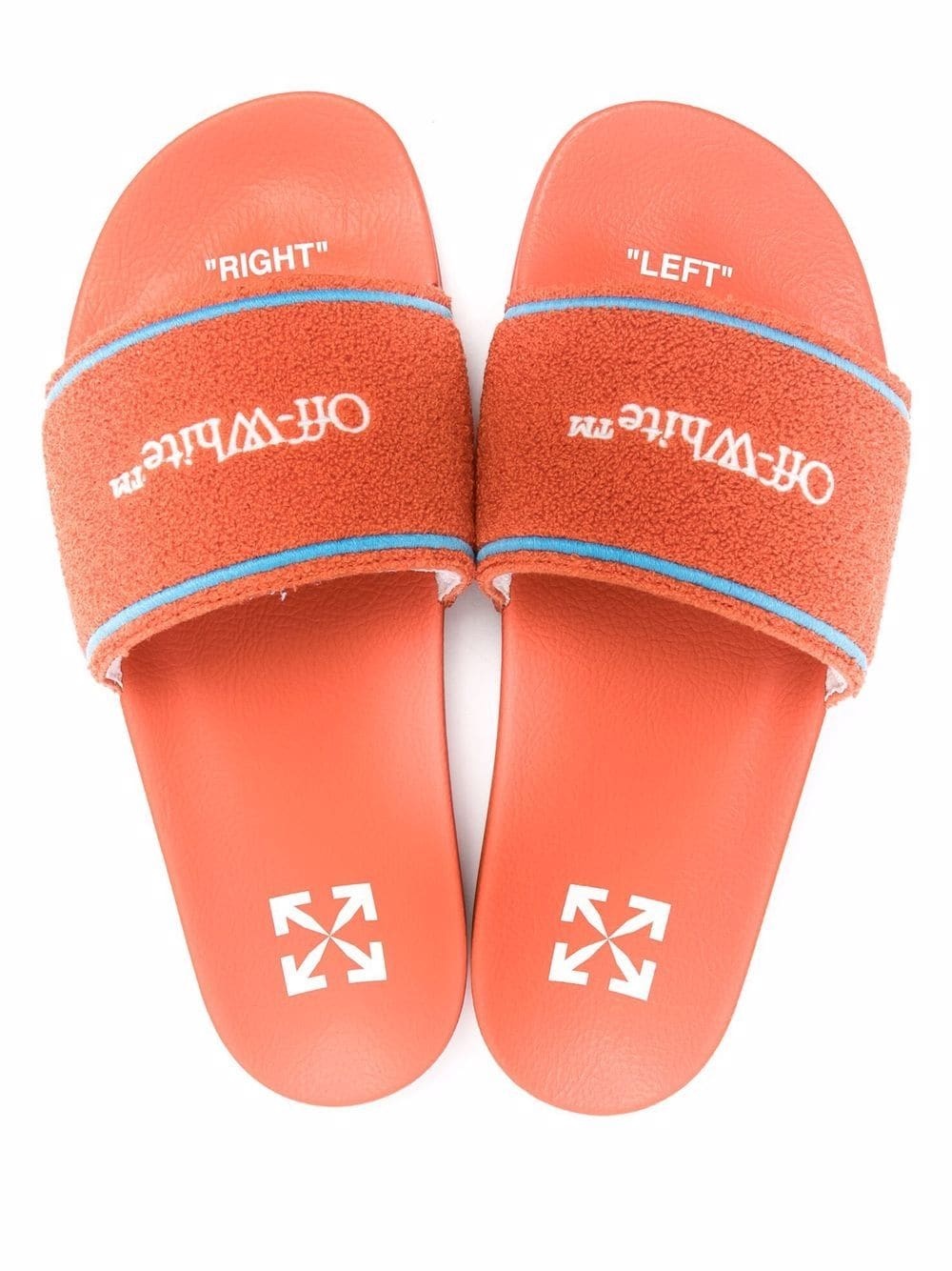 Off-white Embroidered-logo Slides In Orange