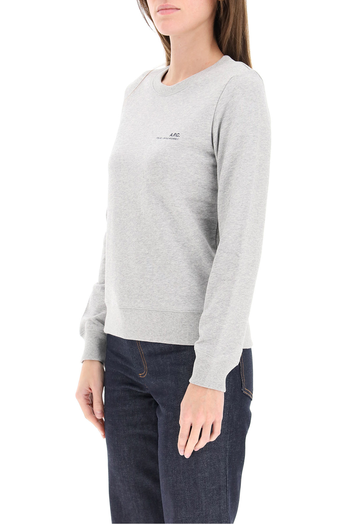 Apc Logo Print Sweatshirt In Gray