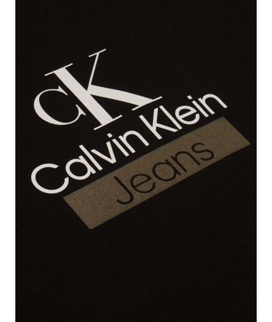 Shop Calvin Klein Logo-print Cotton-blend Hoodie In Black