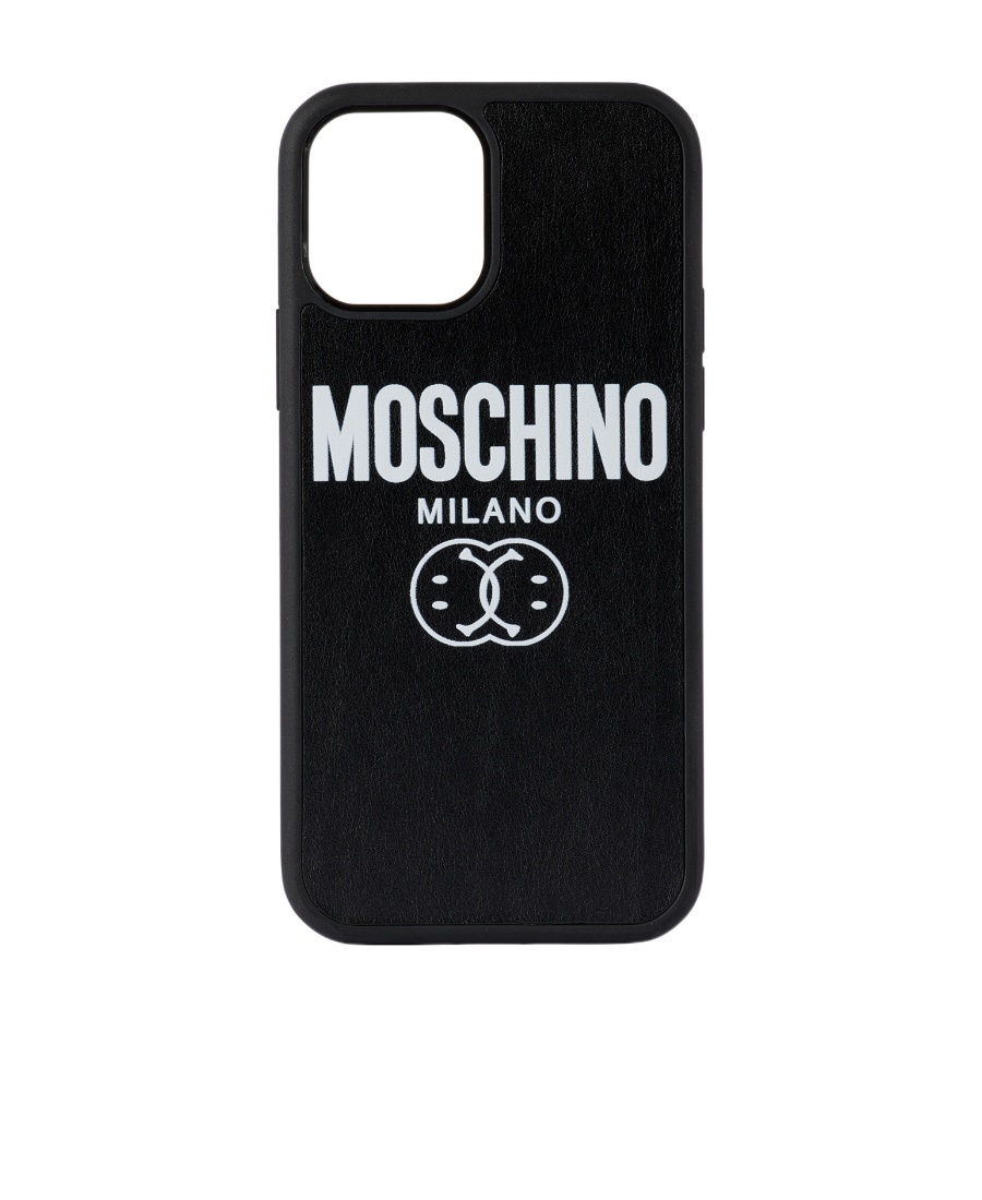 Moschino Logo Iphone 12 Pro Mobile Phone Case In Black