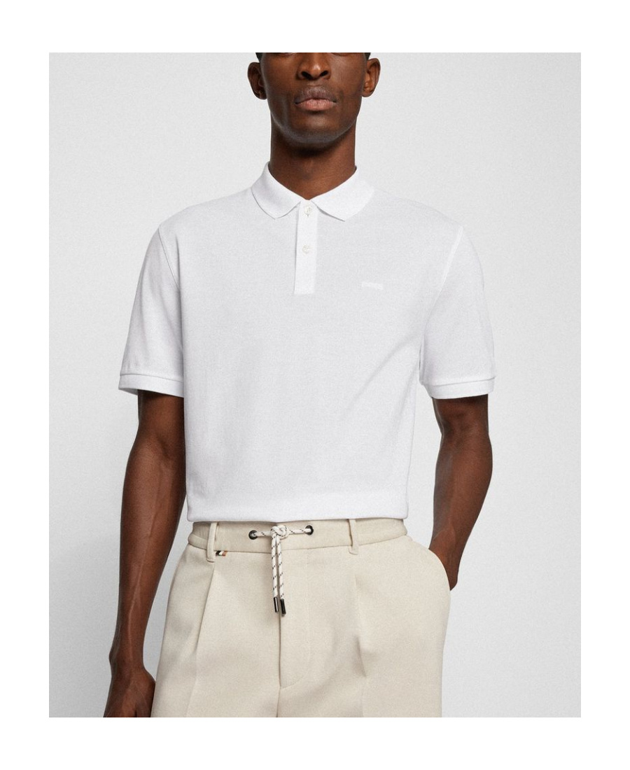 Shop Hugo Boss Pallas Embroidered Logo Polo Shirt In White