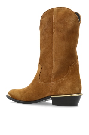 Isabel Marant Metallic-toe Slip-on Cowboy Boots In Brown