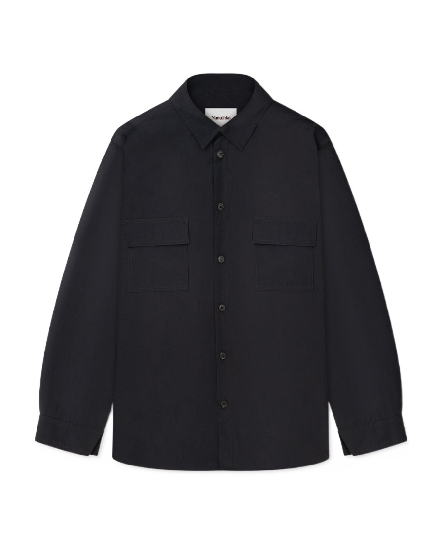 Nanushka Flap-pocket Pyjama Shirt In Black