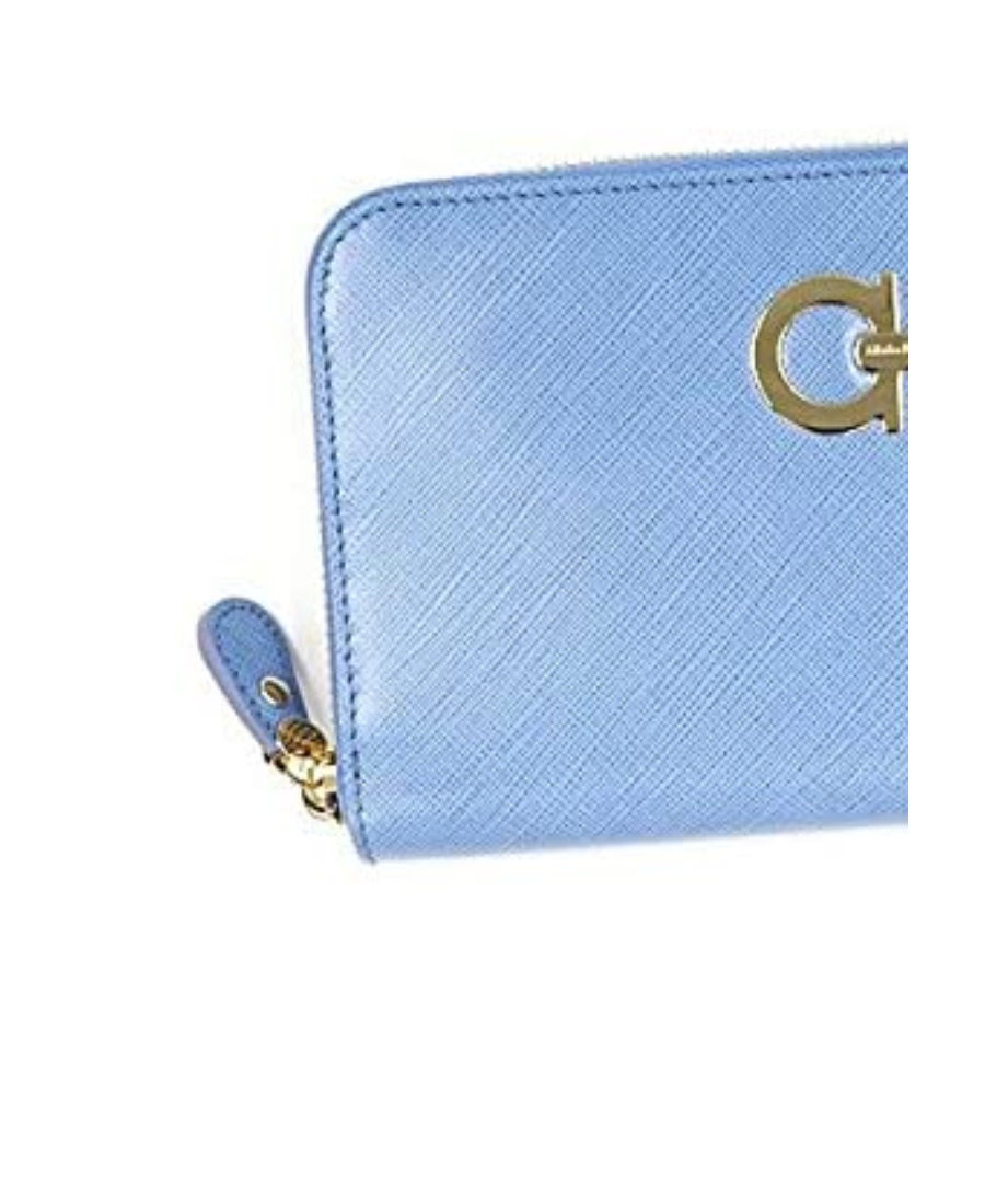 Ferragamo Logo Details Wallet In Blue
