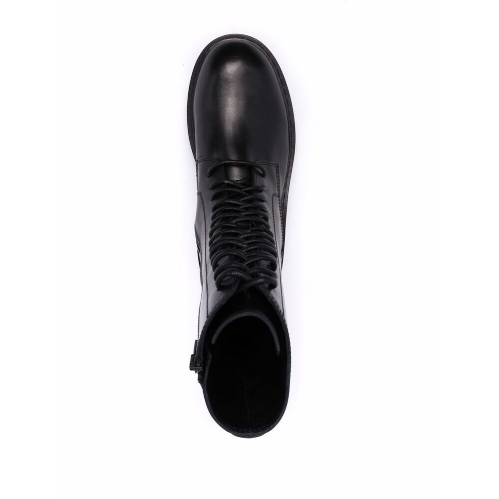 Ann Demeulemeester Leather Combat Boots In Black