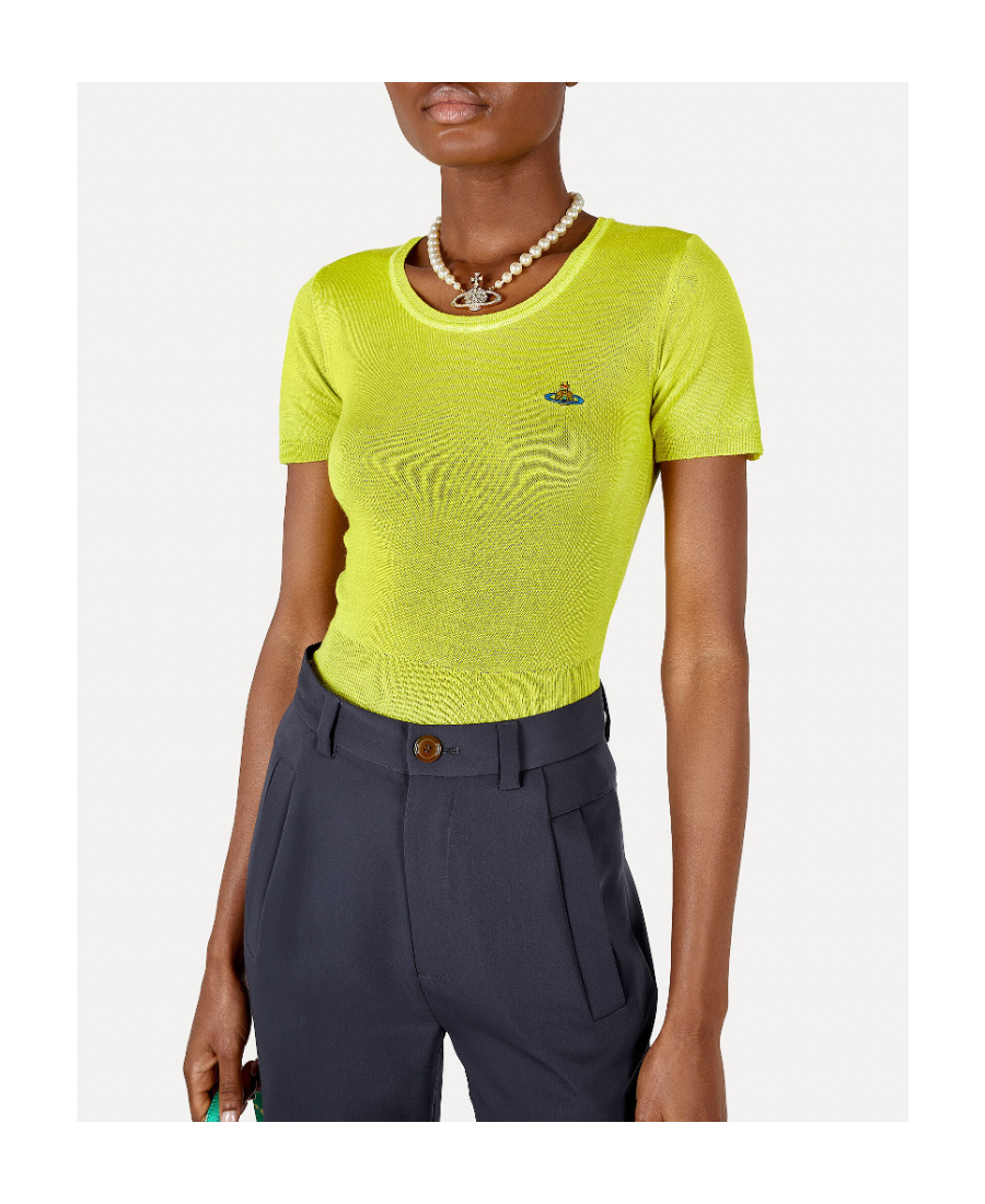 Vivienne Westwood Embroidered-orb Knit Top In Yellow