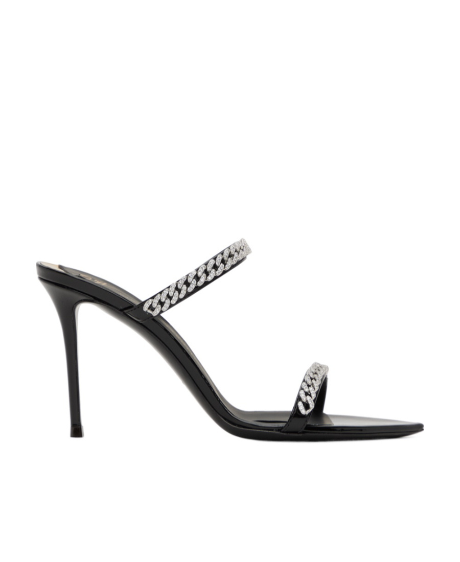 Giuseppe Zanotti Intrigo Crystal Chain Two-band Sandals In Black