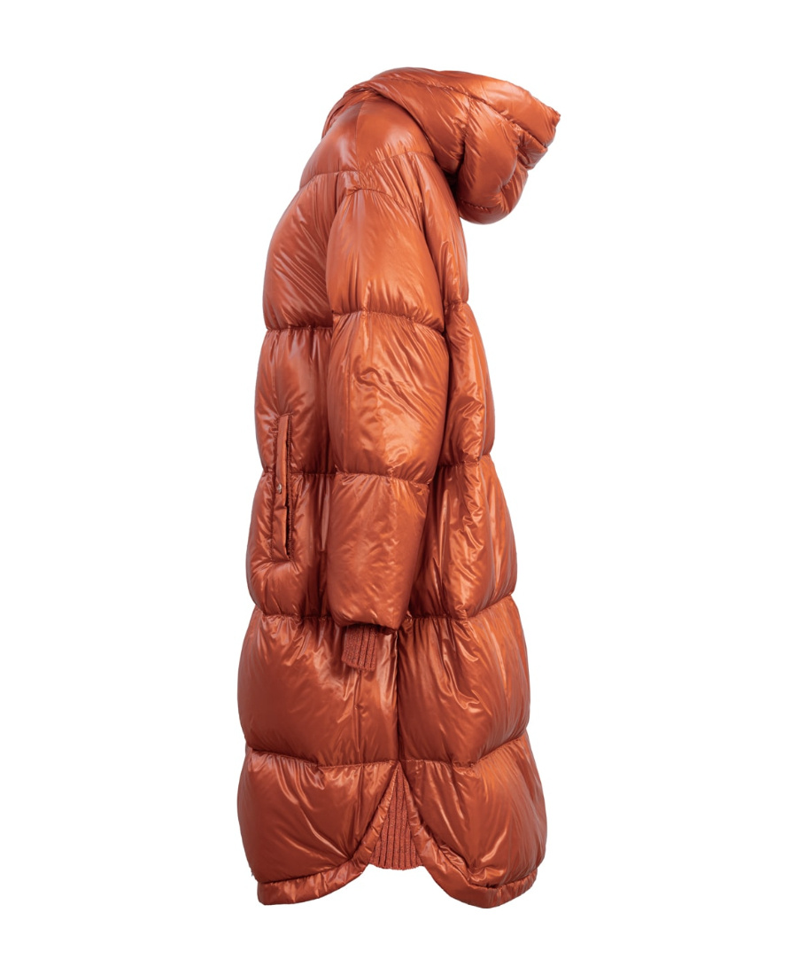 Herno Quilted Hooded Drawstring Down Coat In Red