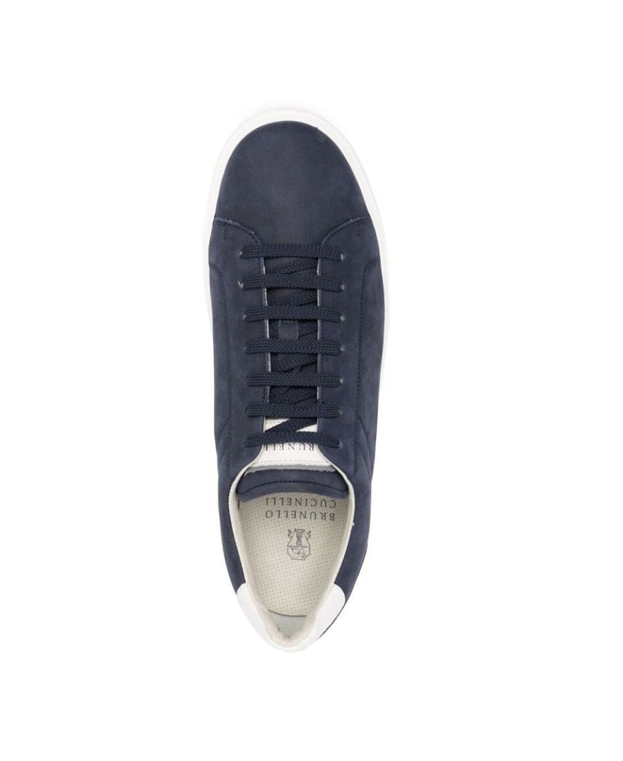 Brunello Cucinelli Nubuck-leather Low-top Sneakers In Black