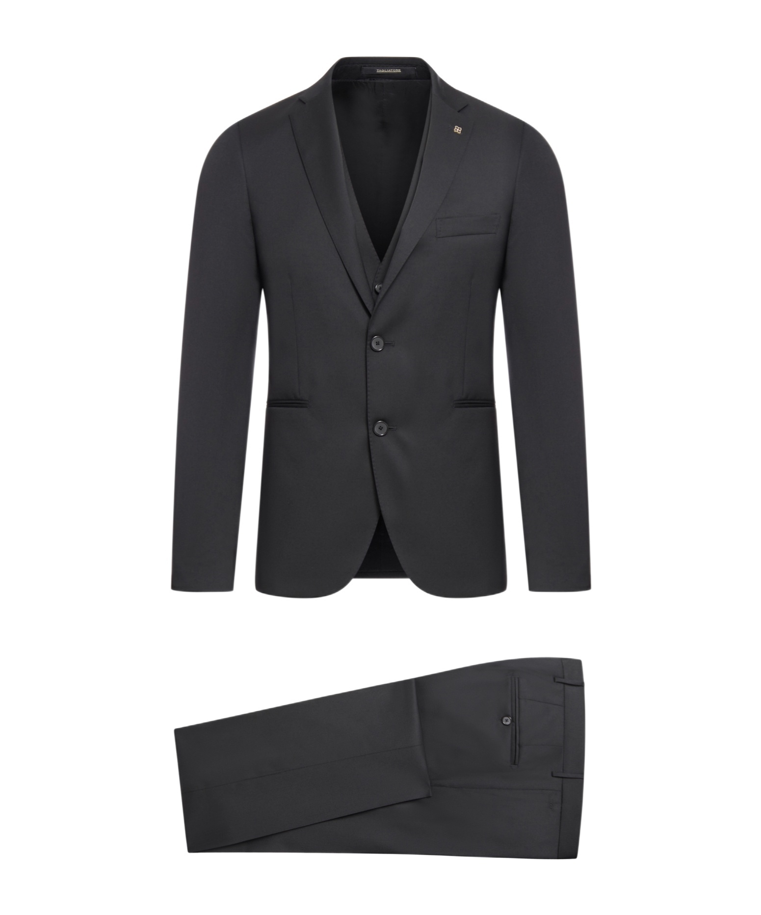 Shop Tagliatore Long-sleeved Suit In Black
