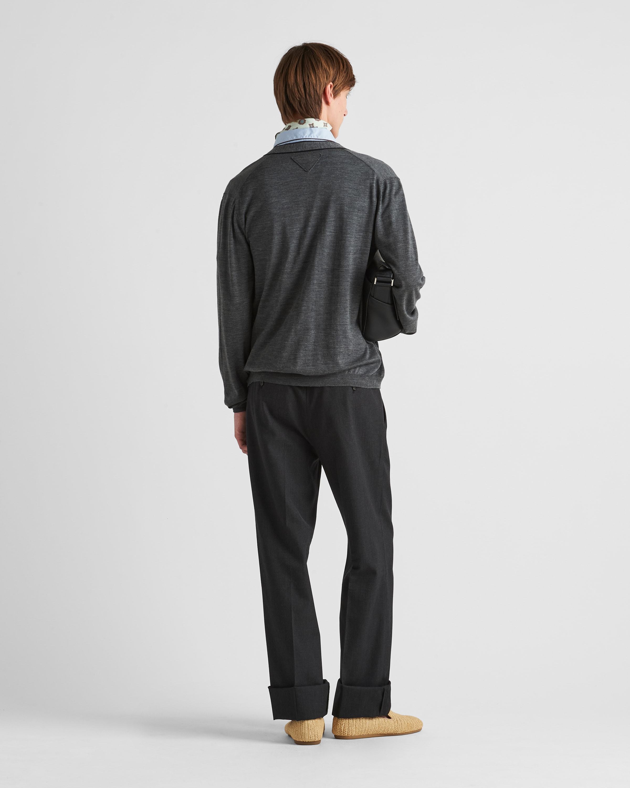 Prada Wool Cardigan In Slate Grey