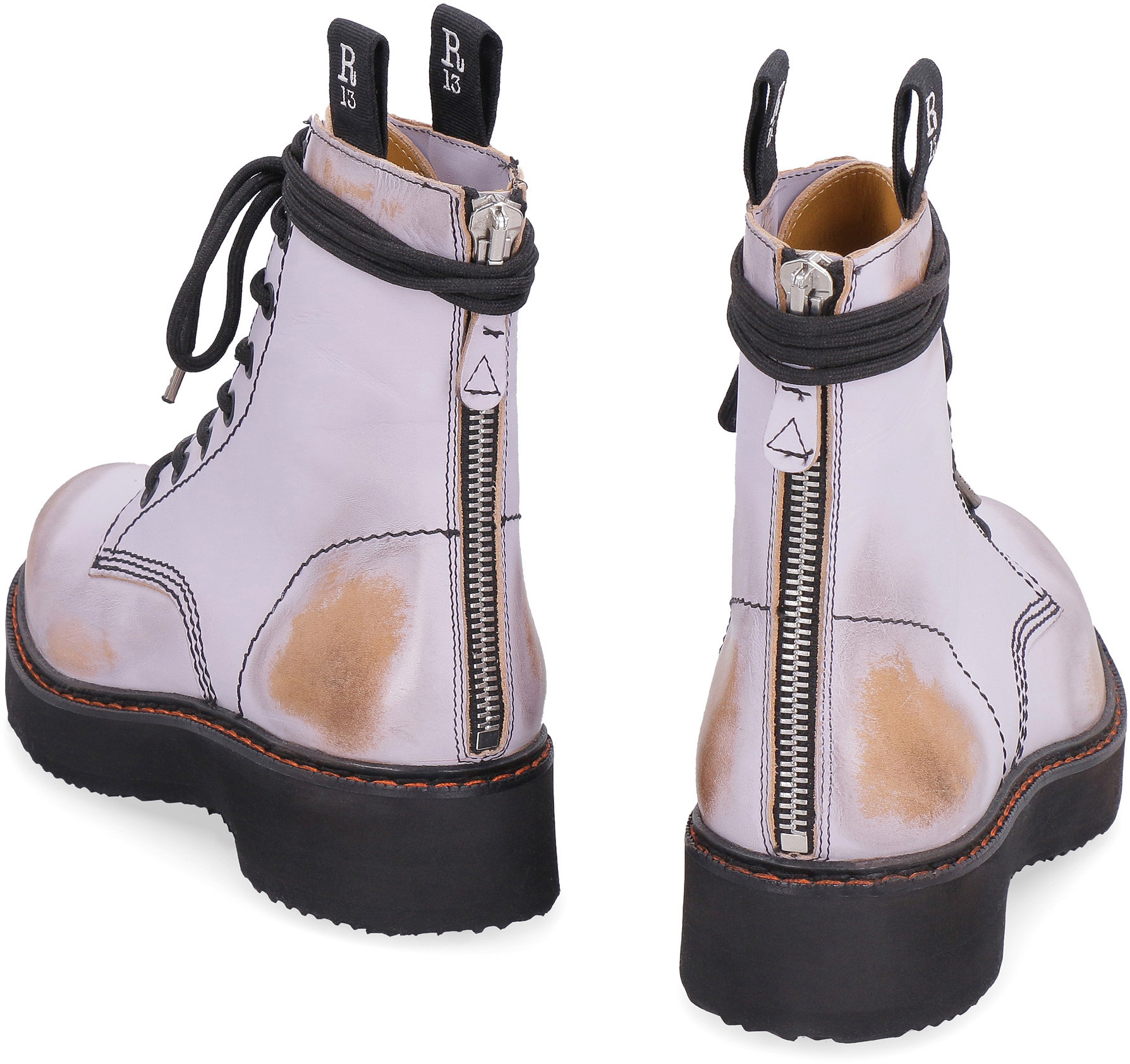 R13 Woman Ankle Boots Lilac Size 10 Soft Leather In Purple