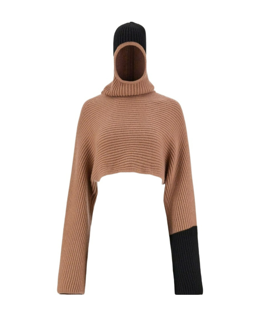 Ferragamo Colour-block Ribbed Jumper In Brown