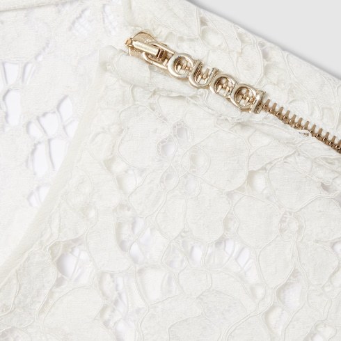 Gucci Flower Lace Short-sleeved Top In White