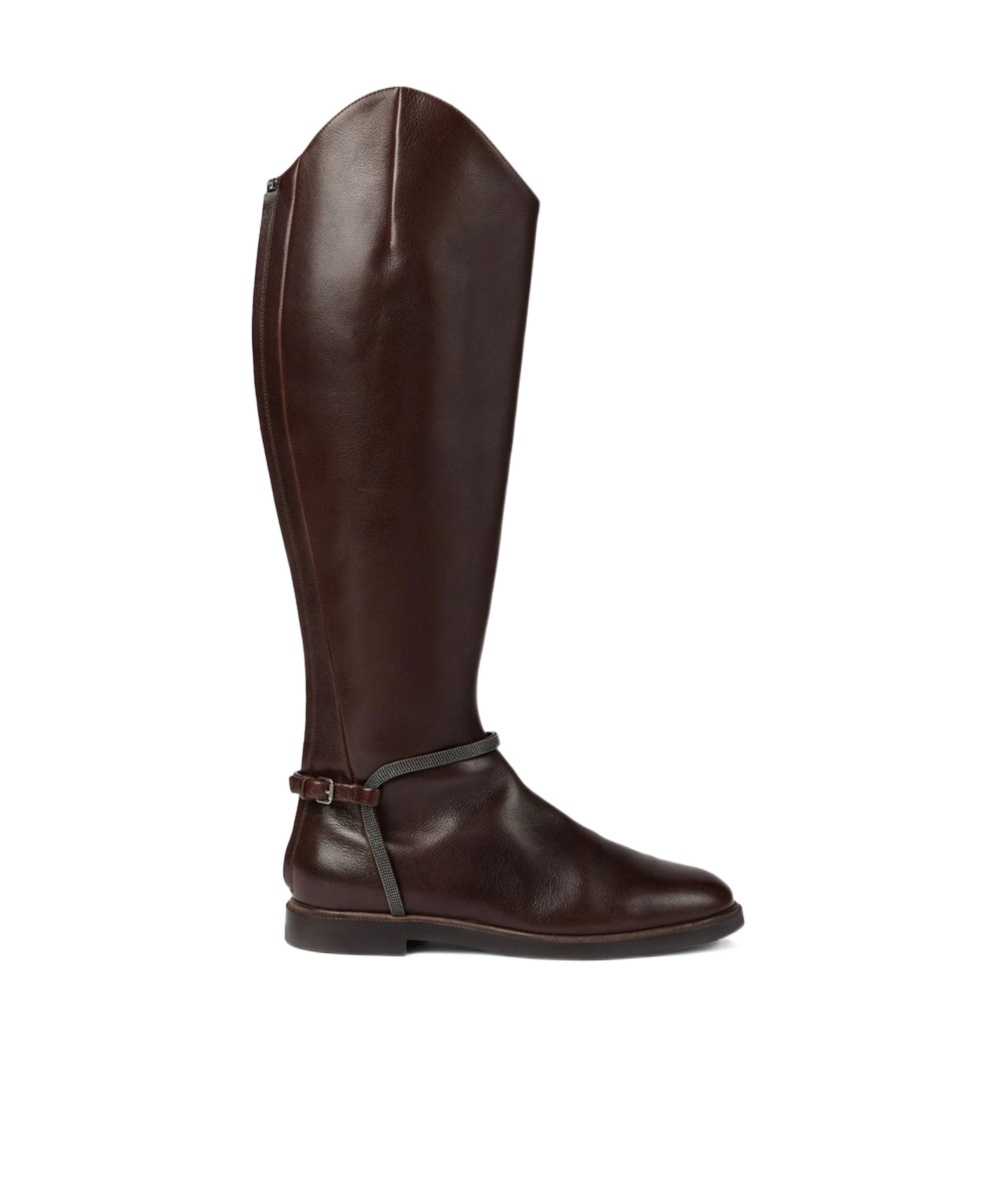 Brunello Cucinelli Buckle-strap Leather Boots In Brown