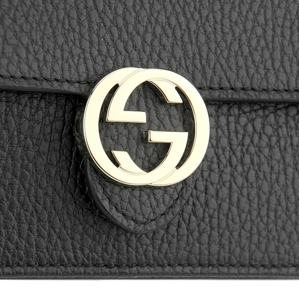 Gucci Litchi Pattern Chain Shoulder Bag In Black