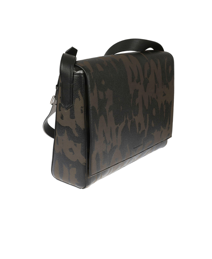 Alexander Mcqueen Logo All-over Printed Shoulder Bag In Black